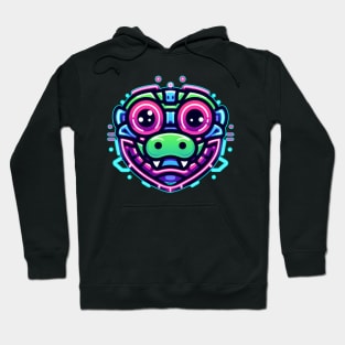 neon cyberpunk gator graphic Hoodie